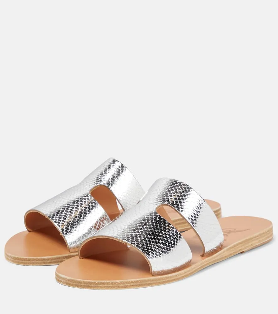Ancient Greek Sandals Apteros fish scale-effect metallic leather sandals