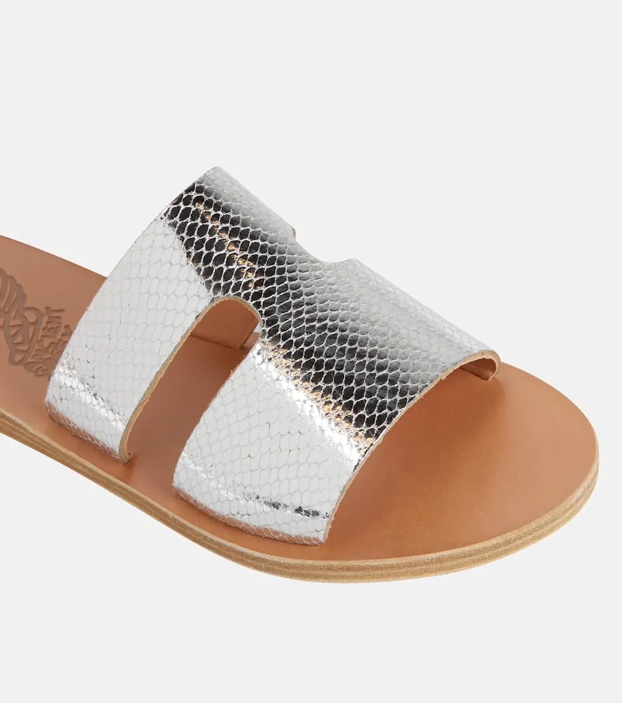 Ancient Greek Sandals Apteros fish scale-effect metallic leather sandals
