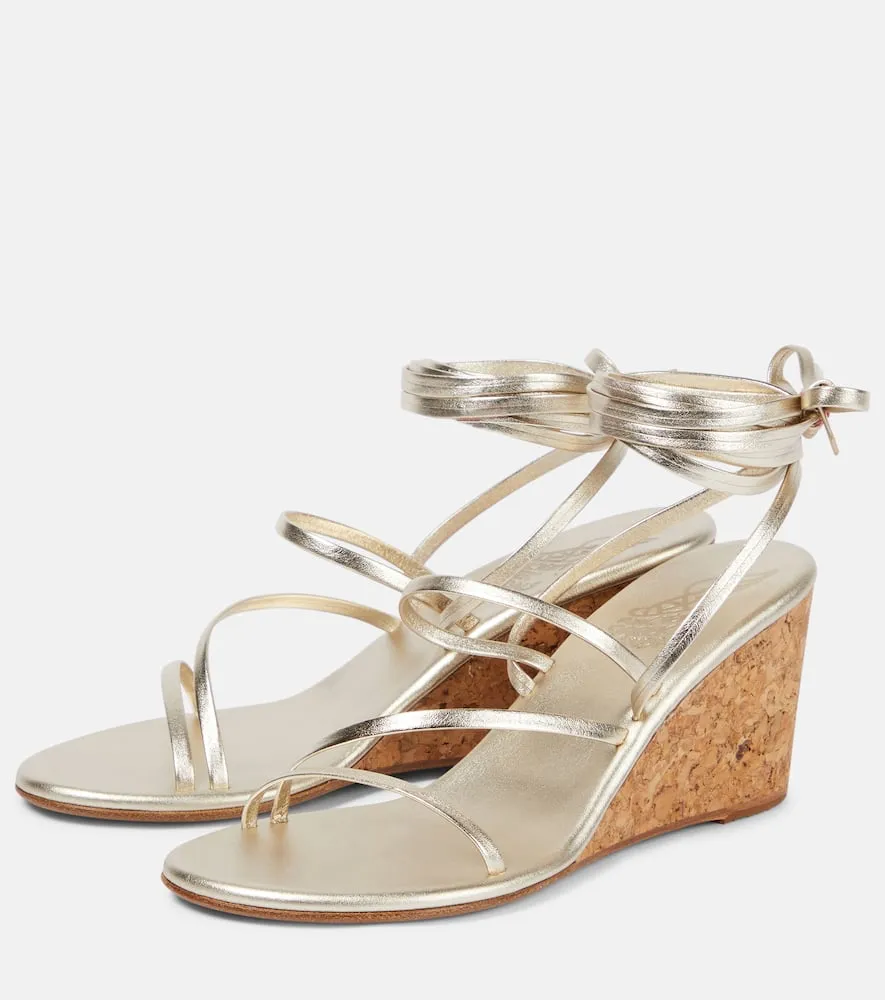 Ancient Greek Sandals Lithi metallic leather wedge sandals