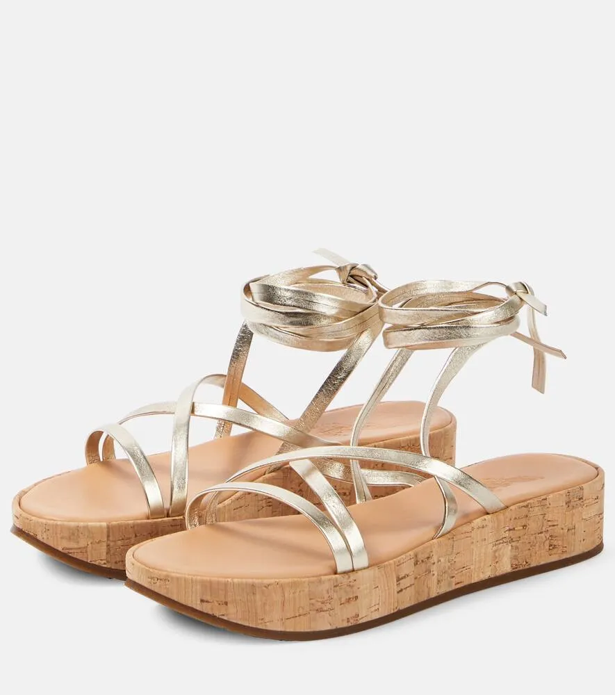 Ancient Greek Sandals Morfi cork and leather platform sandals