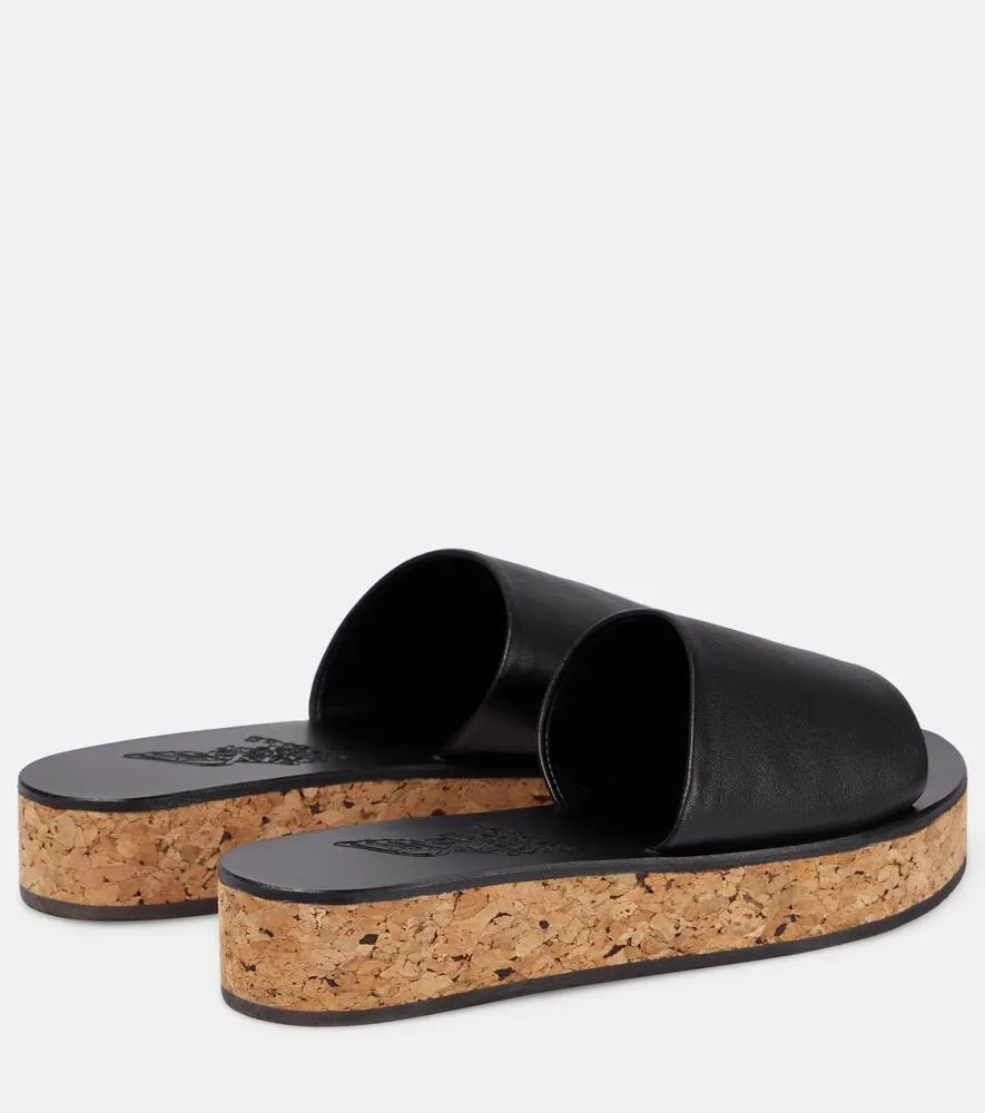 Ancient Greek Sandals Taygete cork and leather platform slides