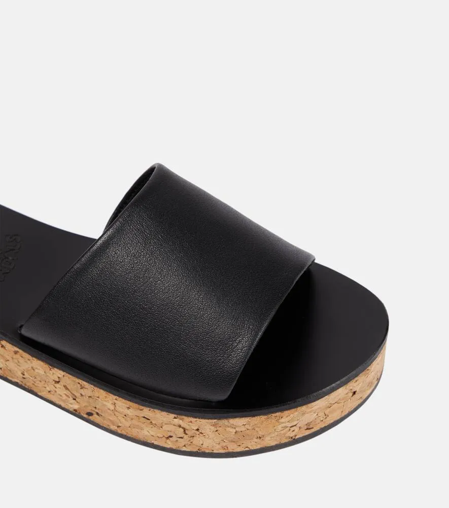 Ancient Greek Sandals Taygete cork and leather platform slides