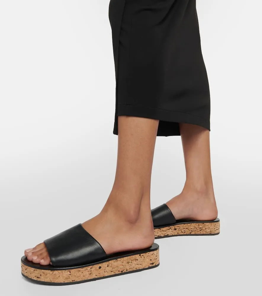 Ancient Greek Sandals Taygete cork and leather platform slides