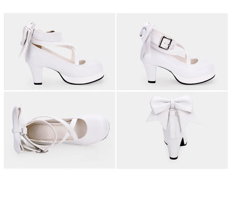 Angelic Imprint Princess Black White High Heels Shoes