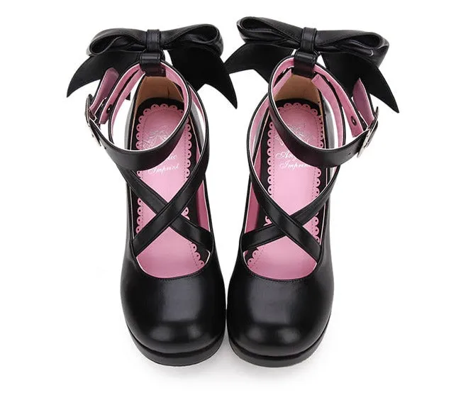 Angelic Imprint Princess Black White High Heels Shoes