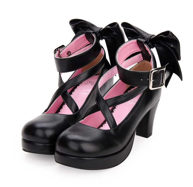 Angelic Imprint Princess Black White High Heels Shoes