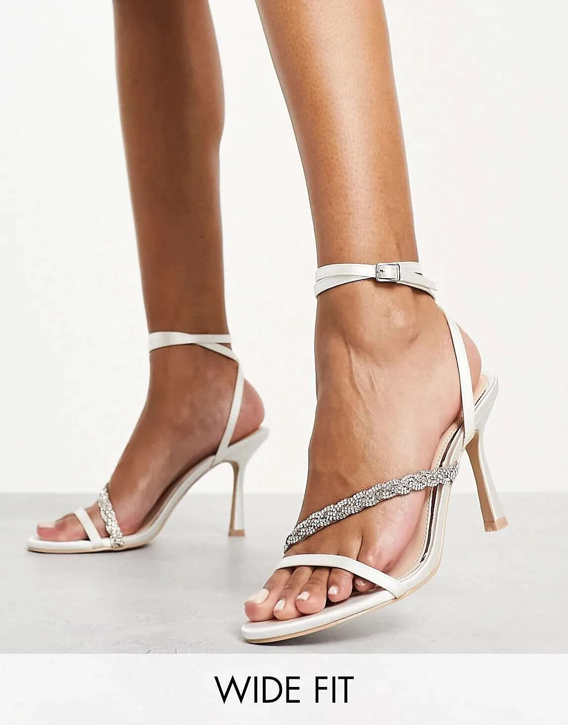Be Mine Wide Fit Runi Bridal Heel Sandals with Ivory Satin Swirl Trim