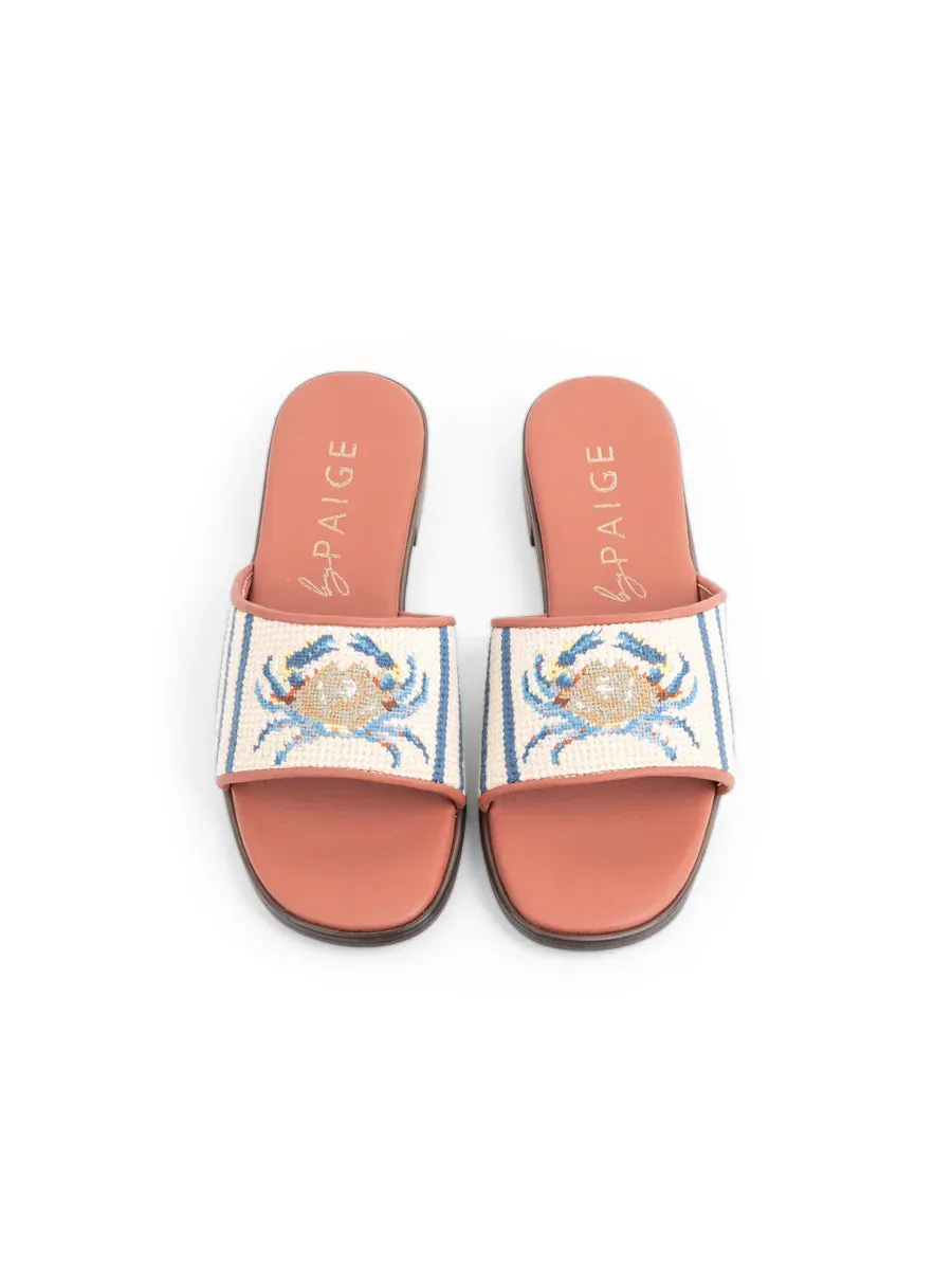 BY PAIGE - NEEDLEPOINT SANDAL IN CRAB