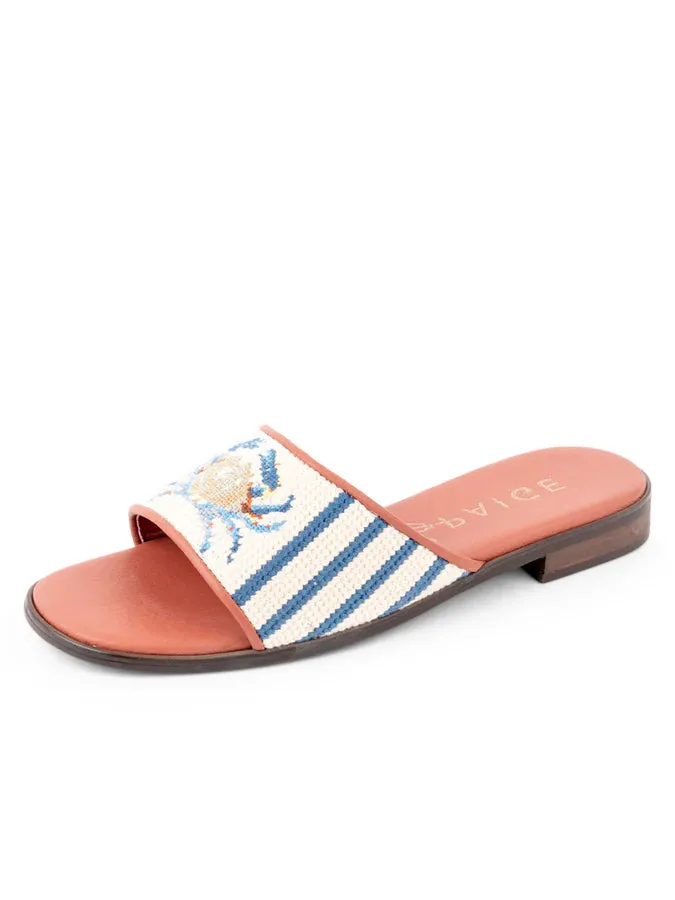 BY PAIGE - NEEDLEPOINT SANDAL IN CRAB
