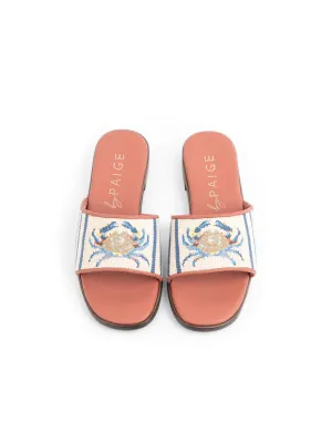 BY PAIGE - NEEDLEPOINT SANDAL IN CRAB
