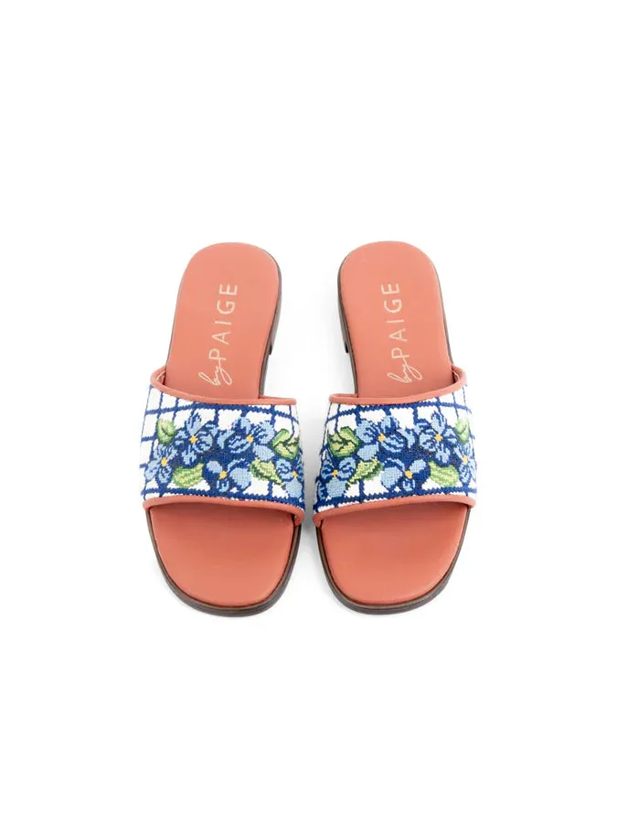 BY PAIGE - NEEDLEPOINT SANDAL IN HYDRANGEA