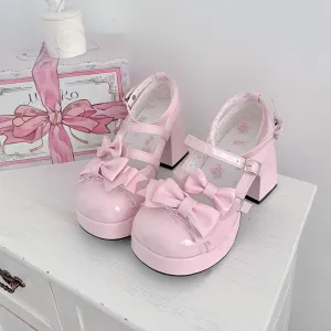 Cuckoo Lolita Princess Jane White Black Pink High Heels Shoes