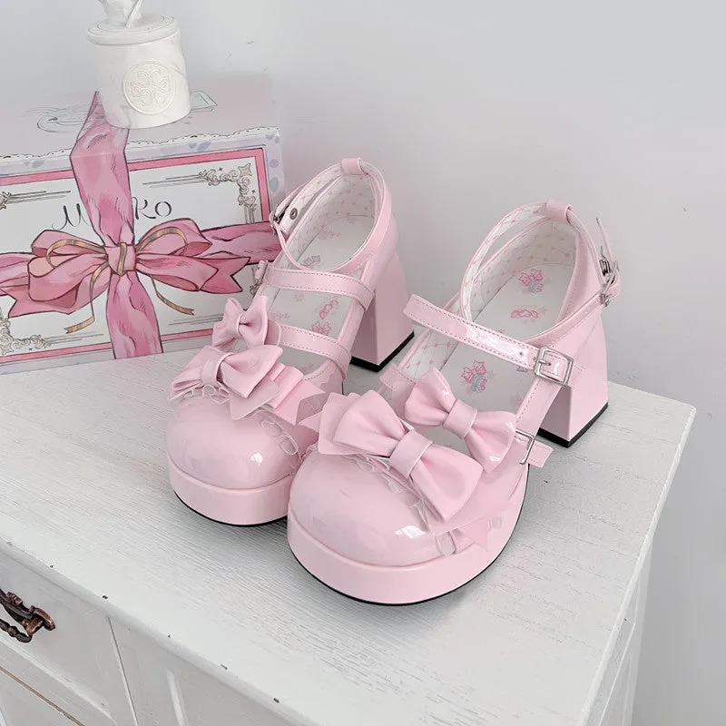 Cuckoo Lolita Princess Jane White Black Pink High Heels Shoes