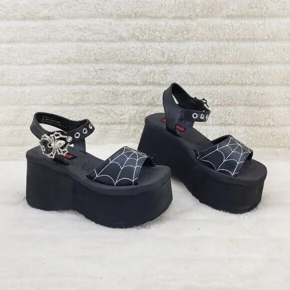 Funn Platform Goth Spider Web Sandals Ankle Strap Wedge Shoes Matte In House