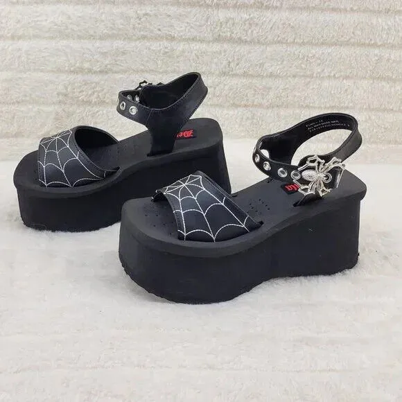 Funn Platform Goth Spider Web Sandals Ankle Strap Wedge Shoes Matte In House