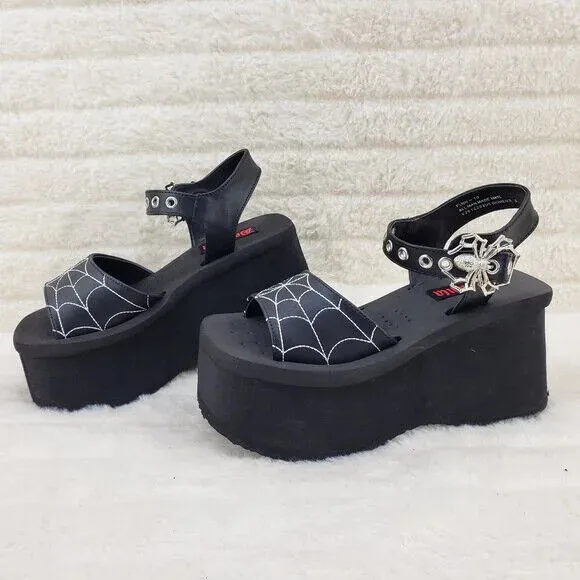 Funn Platform Goth Spider Web Sandals Ankle Strap Wedge Shoes Matte In House