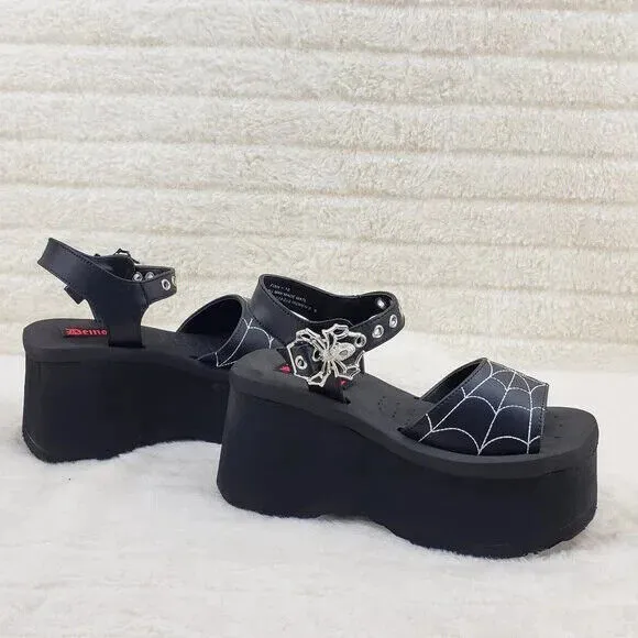 Funn Platform Goth Spider Web Sandals Ankle Strap Wedge Shoes Matte In House