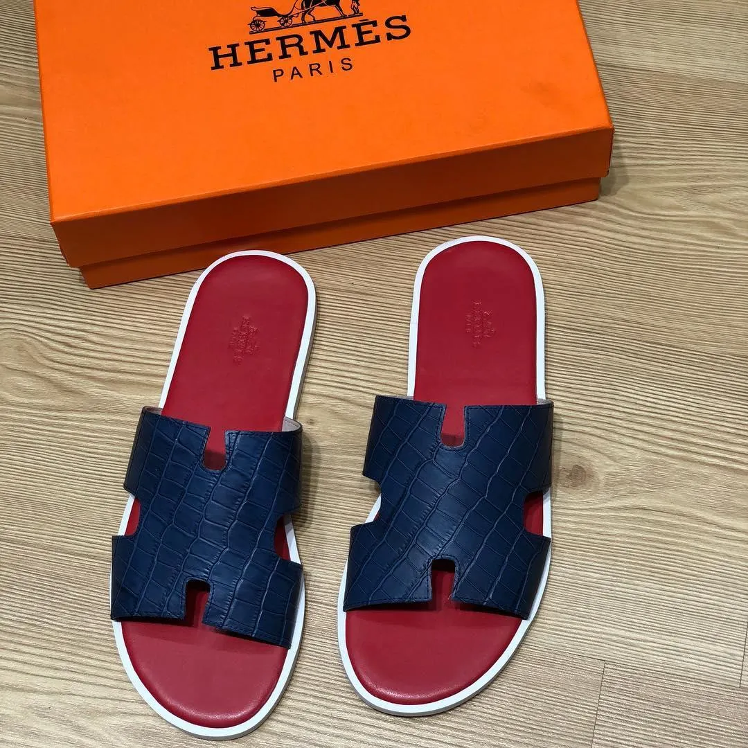 Hermes Croc Calfskin Epsom Bi Color Izmir Mens Sandal