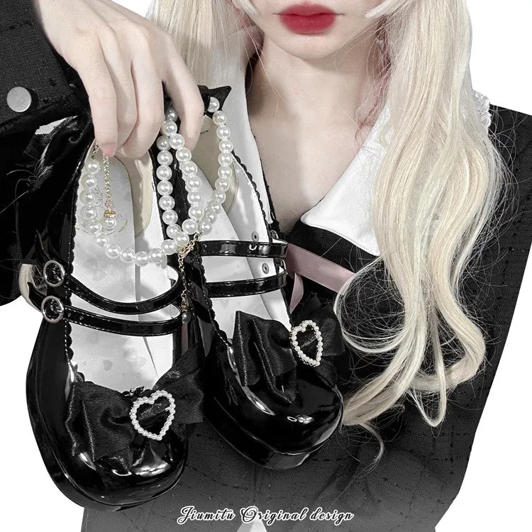Kiss Me Bunny Janelle Heart Bow Pearl Mary Jane EGL High Heels Shoes
