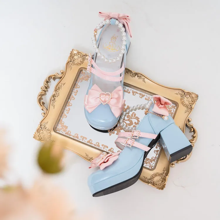 Kiss Me Bunny Janelle Heart Bow Pearl Mary Jane EGL High Heels Shoes