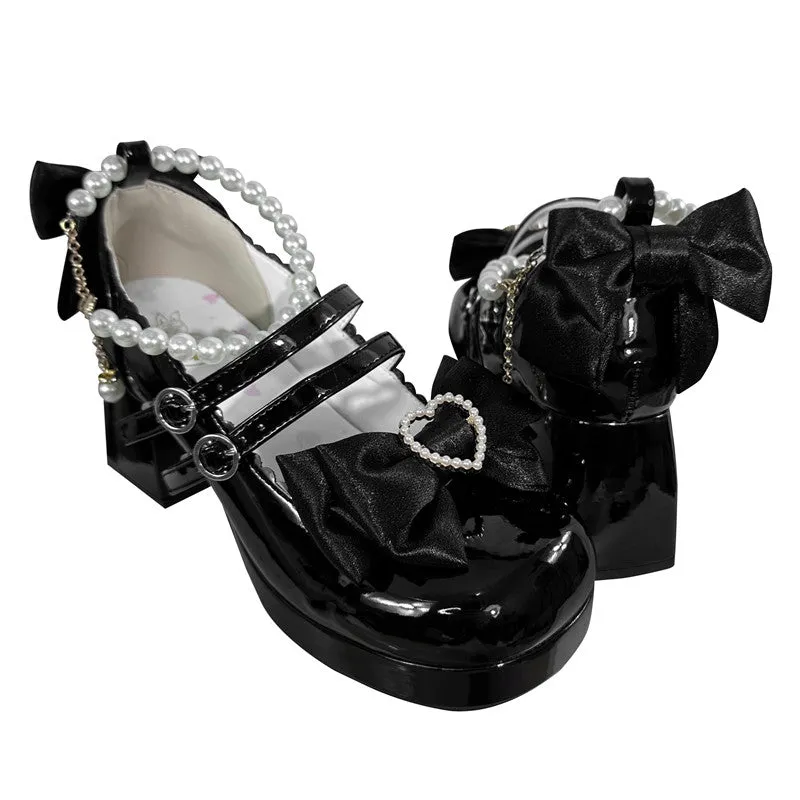 Kiss Me Bunny Janelle Heart Bow Pearl Mary Jane EGL High Heels Shoes
