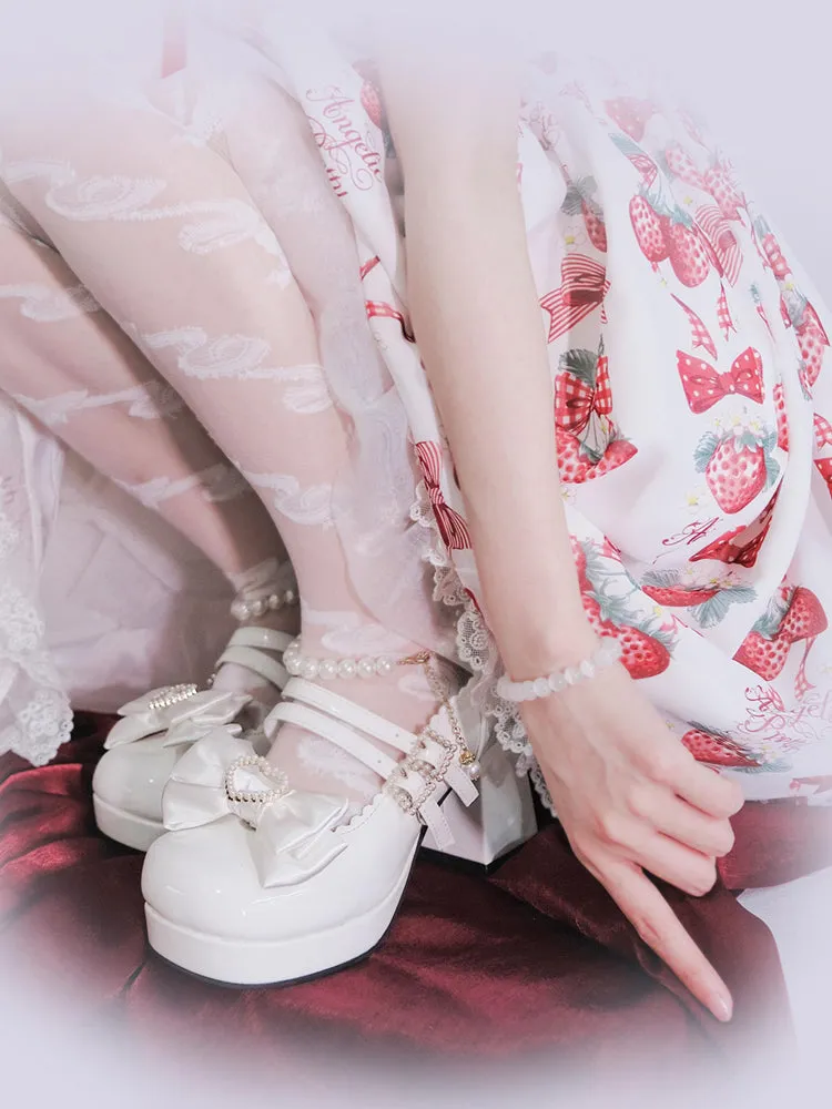 Kiss Me Bunny Janelle Heart Bow Pearl Mary Jane EGL High Heels Shoes