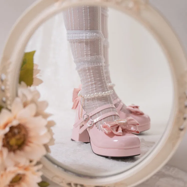 Kiss Me Bunny Janelle Heart Bow Pearl Mary Jane EGL High Heels Shoes
