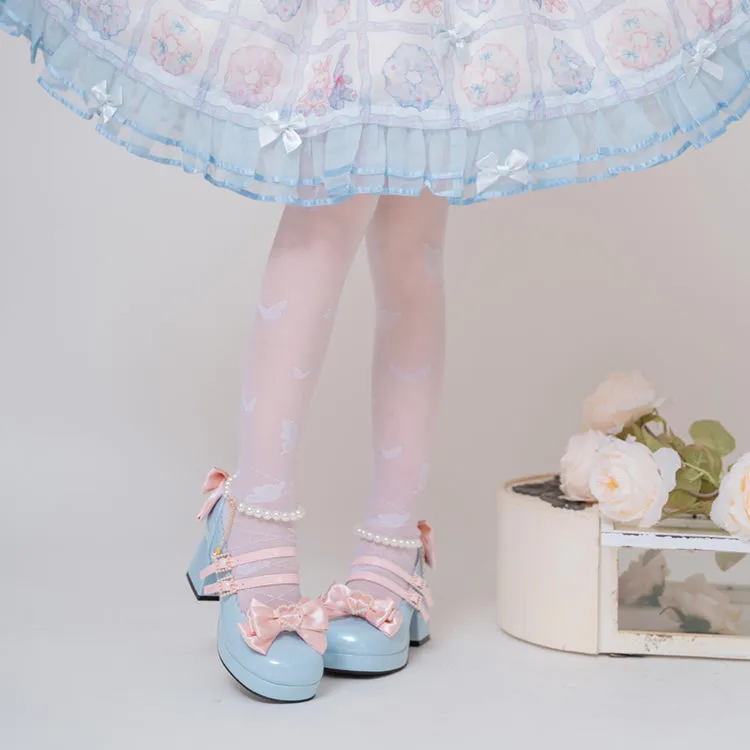 Kiss Me Bunny Janelle Heart Bow Pearl Mary Jane EGL High Heels Shoes