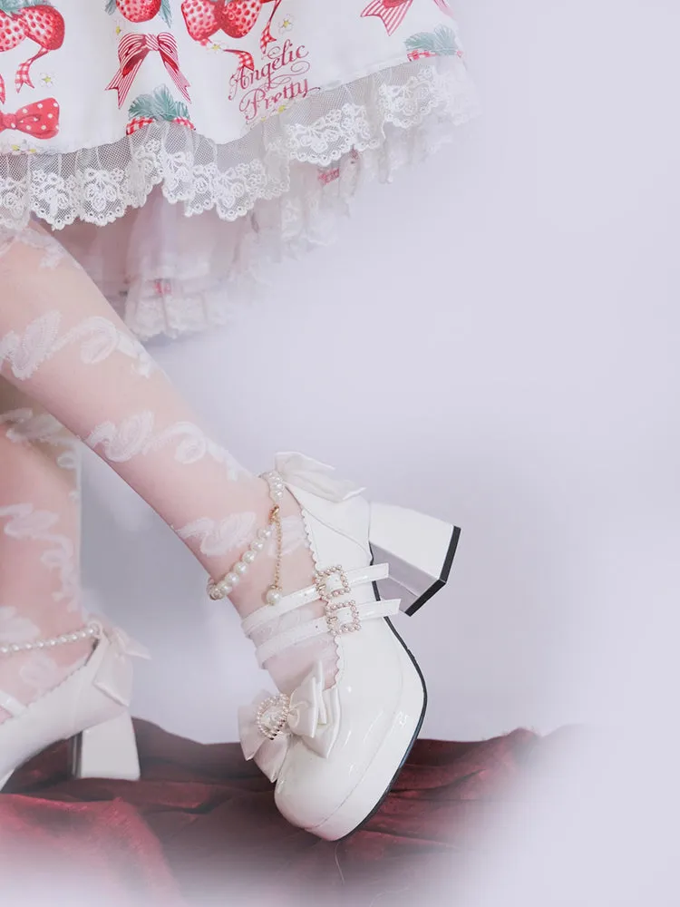 Kiss Me Bunny Janelle Heart Bow Pearl Mary Jane EGL High Heels Shoes