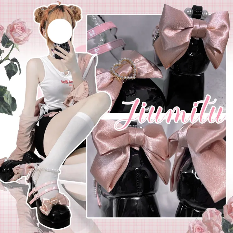 Kiss Me Bunny Janelle Heart Bow Pearl Mary Jane EGL High Heels Shoes