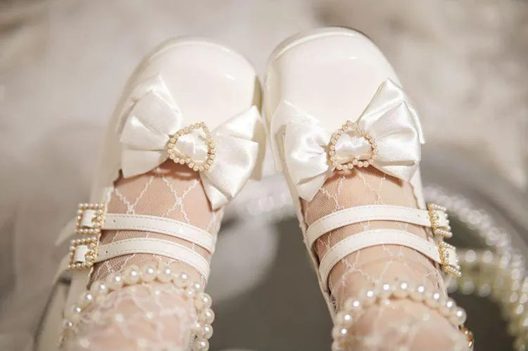 Kiss Me Bunny Janelle Heart Bow Pearl Mary Jane EGL High Heels Shoes