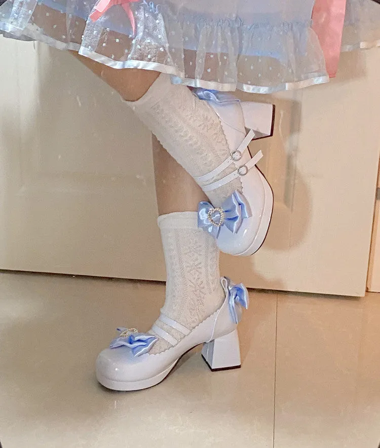 Kiss Me Bunny Janelle Heart Bow Pearl Mary Jane EGL High Heels Shoes