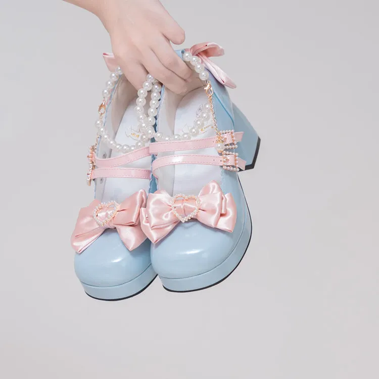 Kiss Me Bunny Janelle Heart Bow Pearl Mary Jane EGL High Heels Shoes