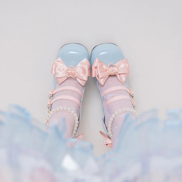 Kiss Me Bunny Janelle Heart Bow Pearl Mary Jane EGL High Heels Shoes