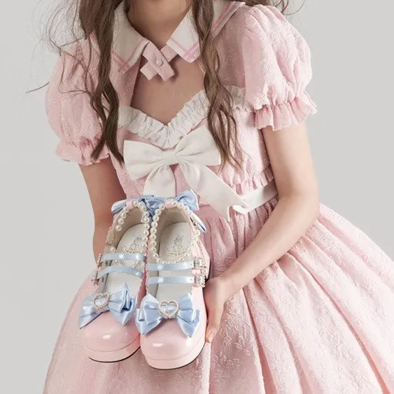 Kiss Me Bunny Janelle Heart Bow Pearl Mary Jane EGL High Heels Shoes