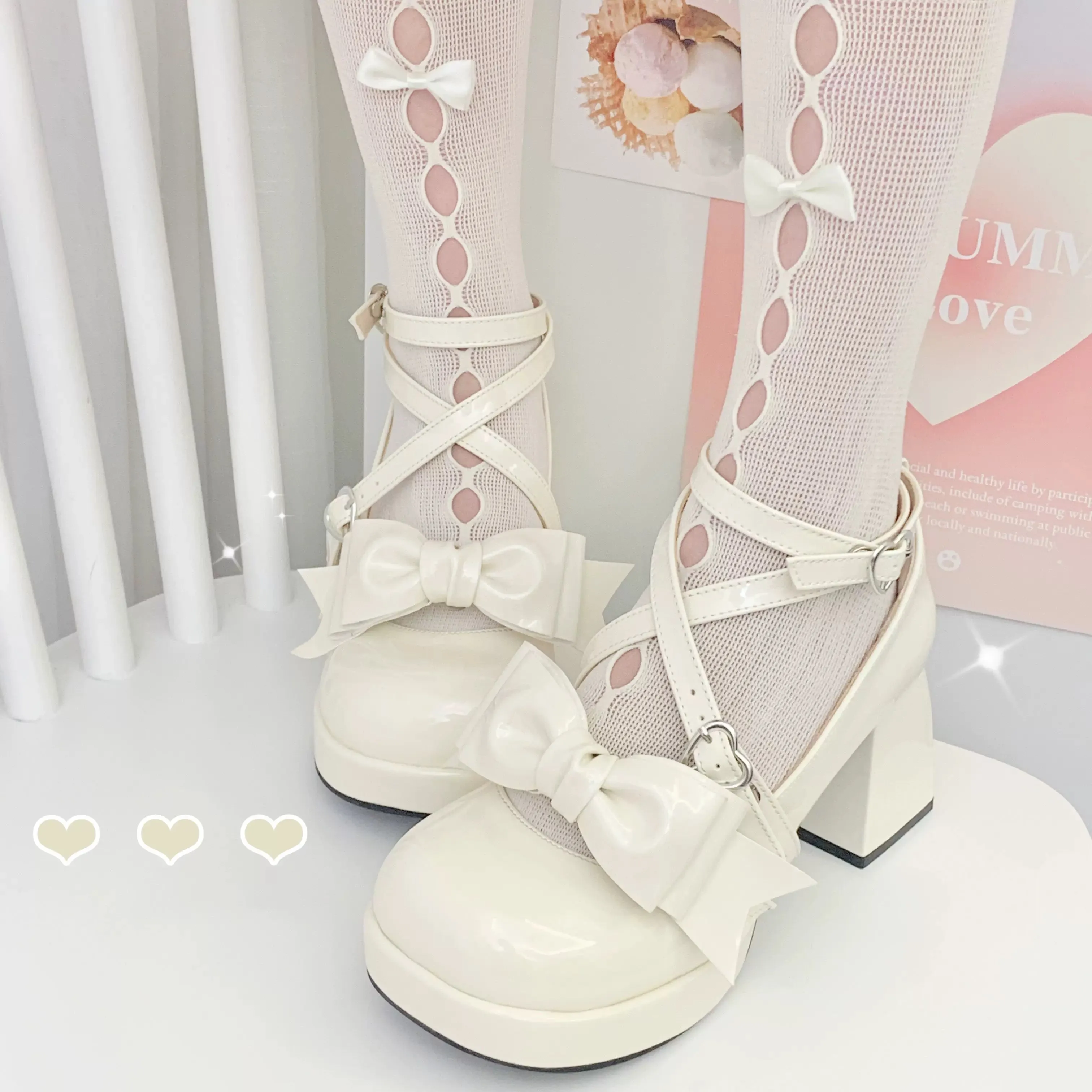 Love Letter Variety Fleur Lolita Black White Pink Blue High Heels Shoes