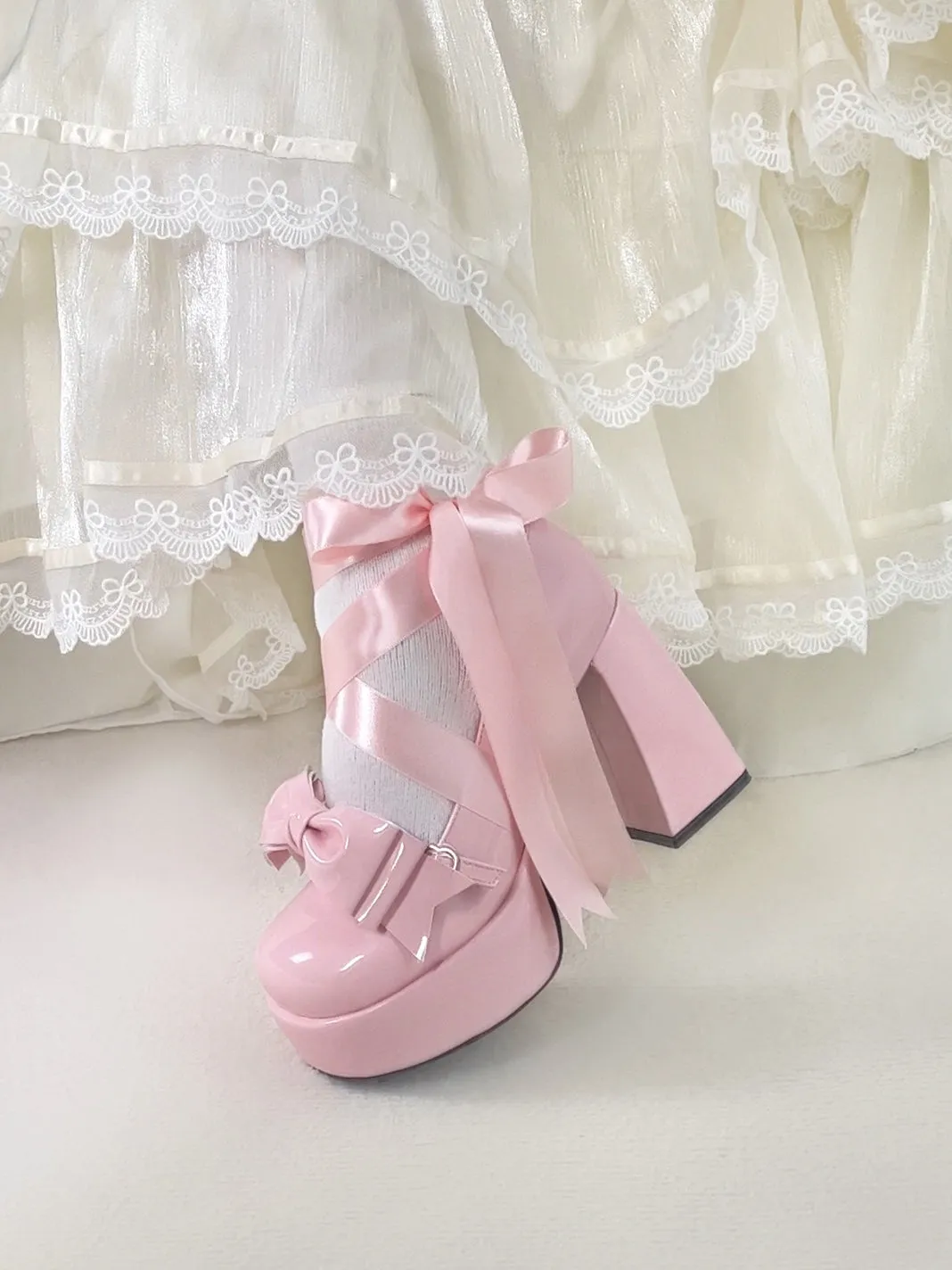Love Letter Variety Fleur Lolita Black White Pink Blue High Heels Shoes