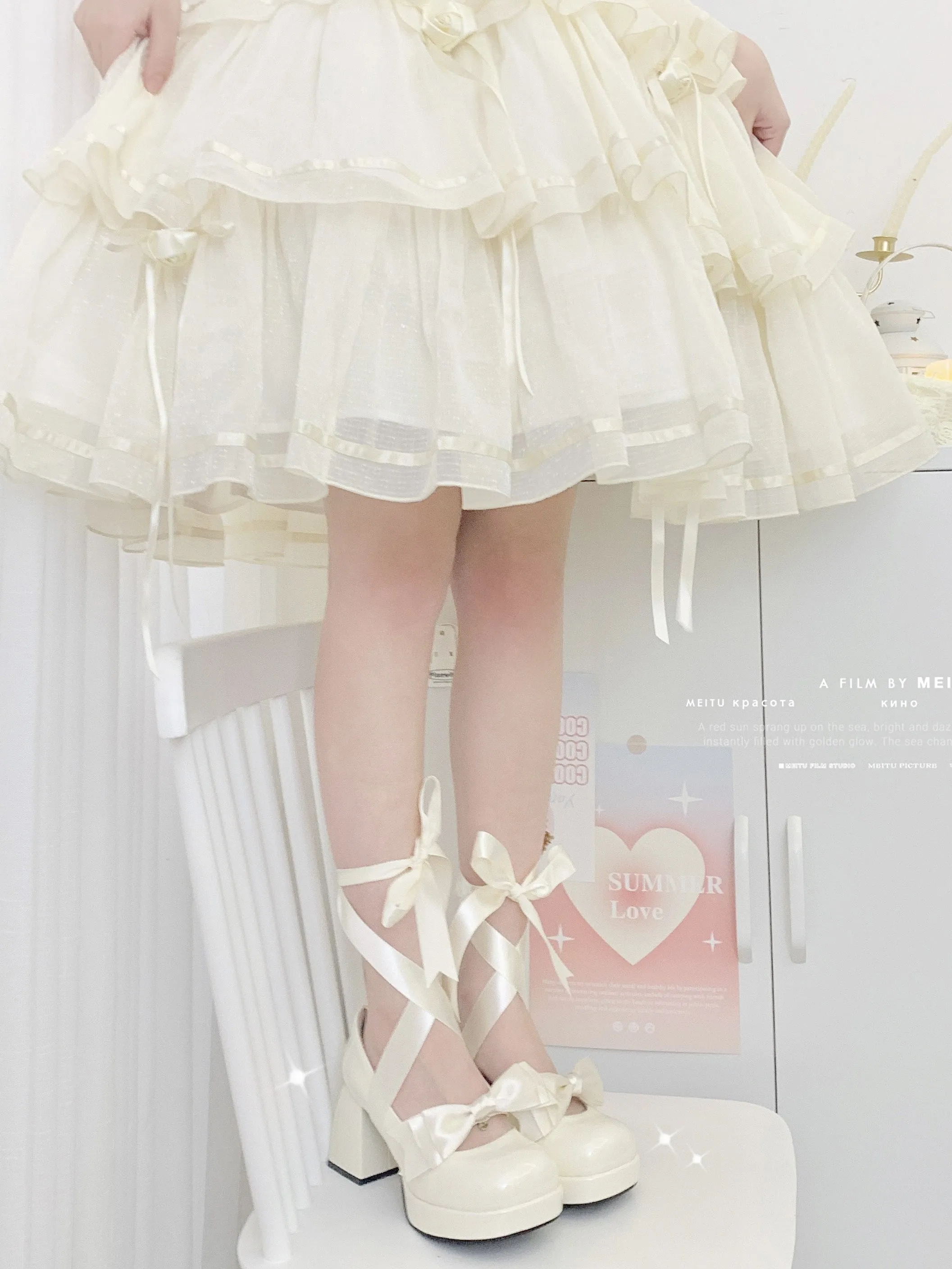 Love Letter Variety Fleur Lolita Black White Pink Blue High Heels Shoes