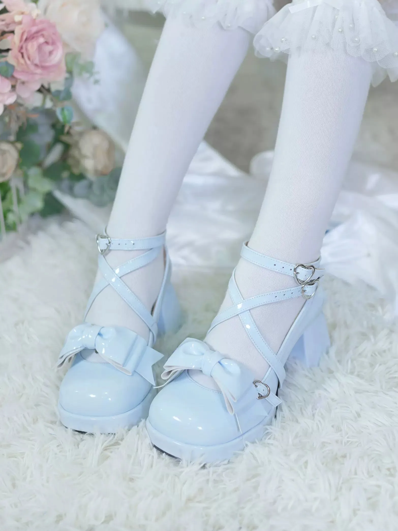 Love Letter Variety Fleur Lolita Black White Pink Blue High Heels Shoes