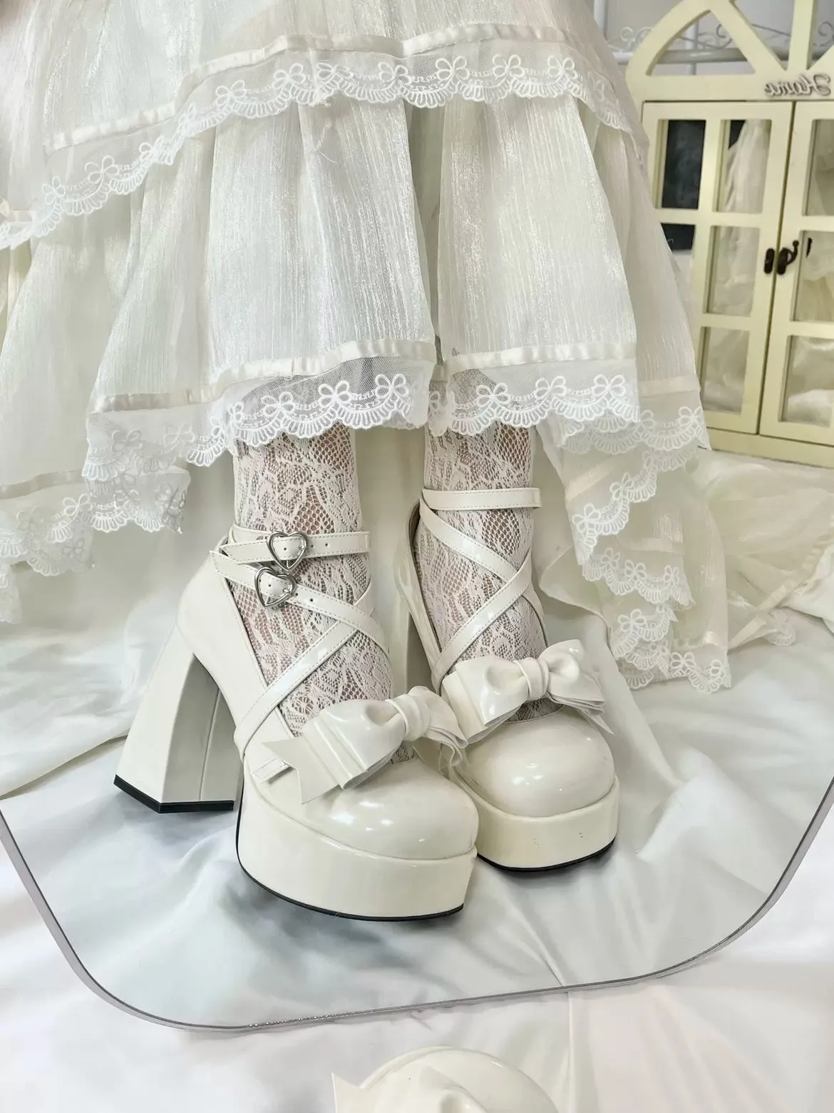 Love Letter Variety Fleur Lolita Black White Pink Blue High Heels Shoes