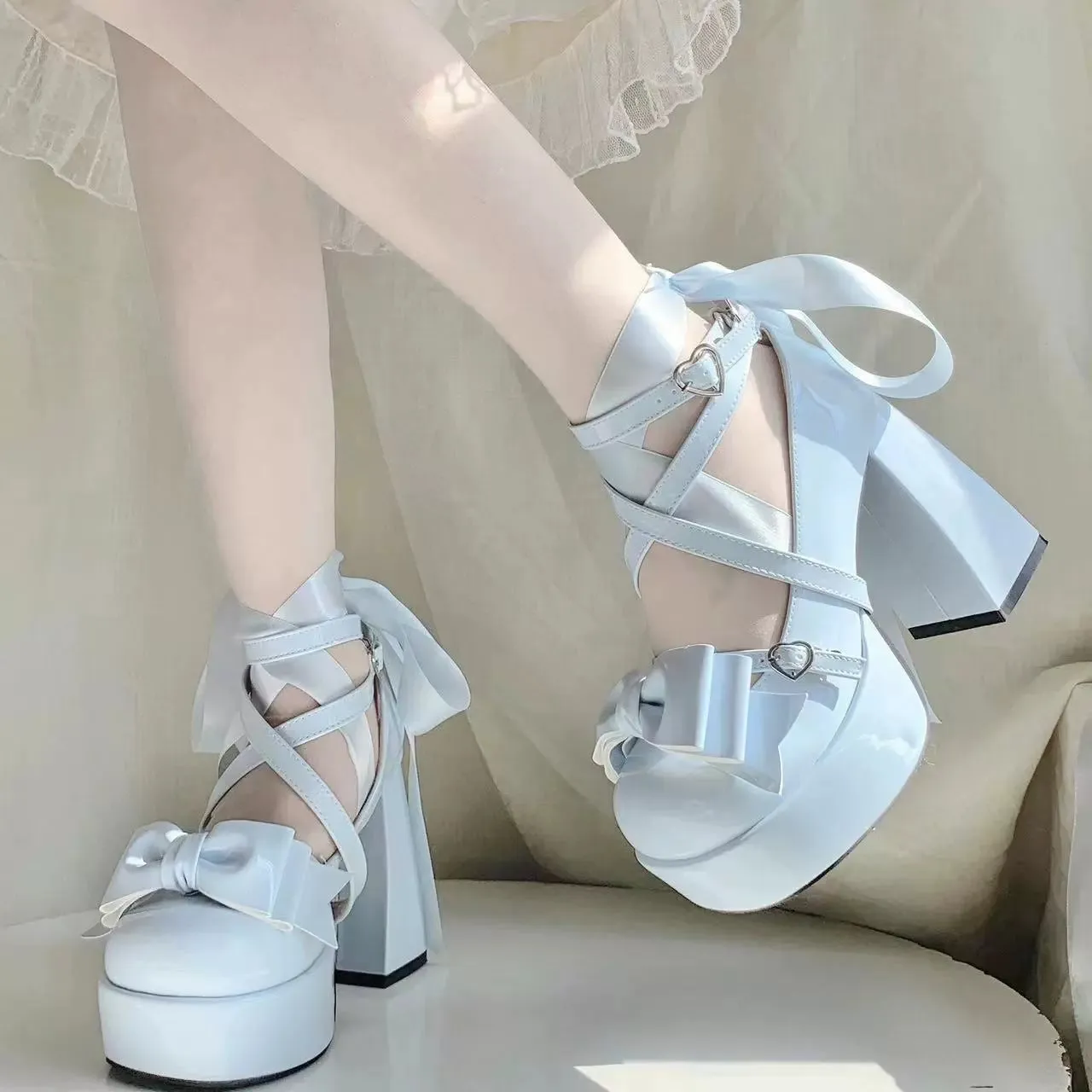 Love Letter Variety Fleur Lolita Black White Pink Blue High Heels Shoes