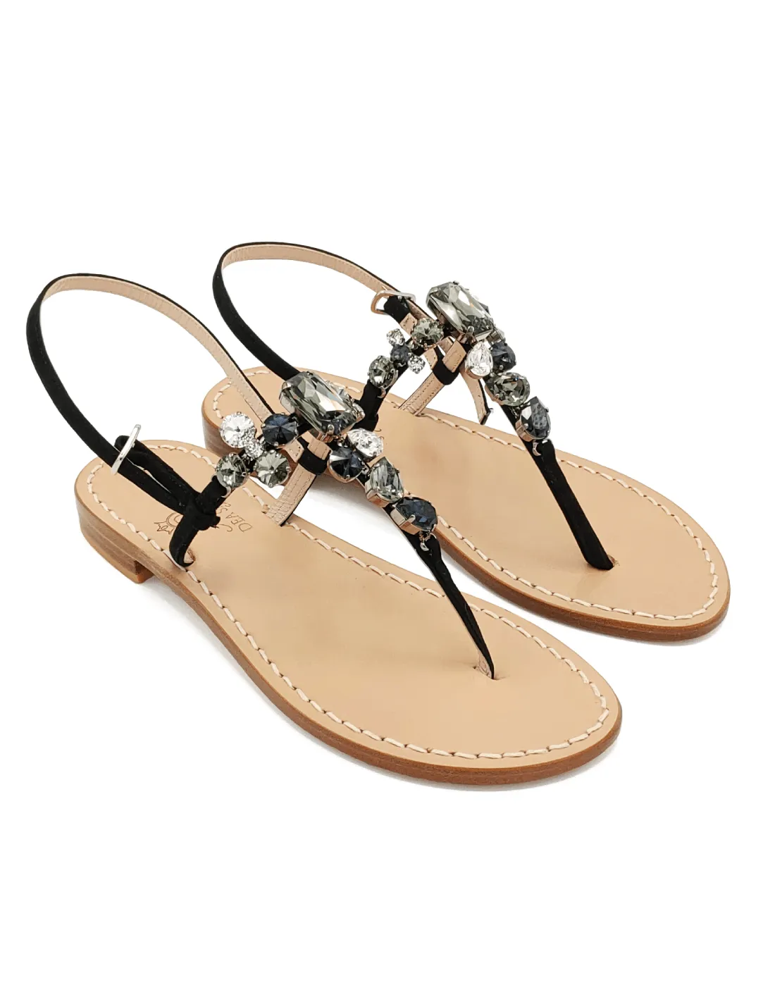 MONTE SOLARO BLACK JEWEL SANDALS (DS67B)